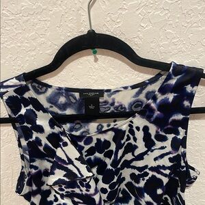 Ann Taylor Blue and White Sleeveless Blouse